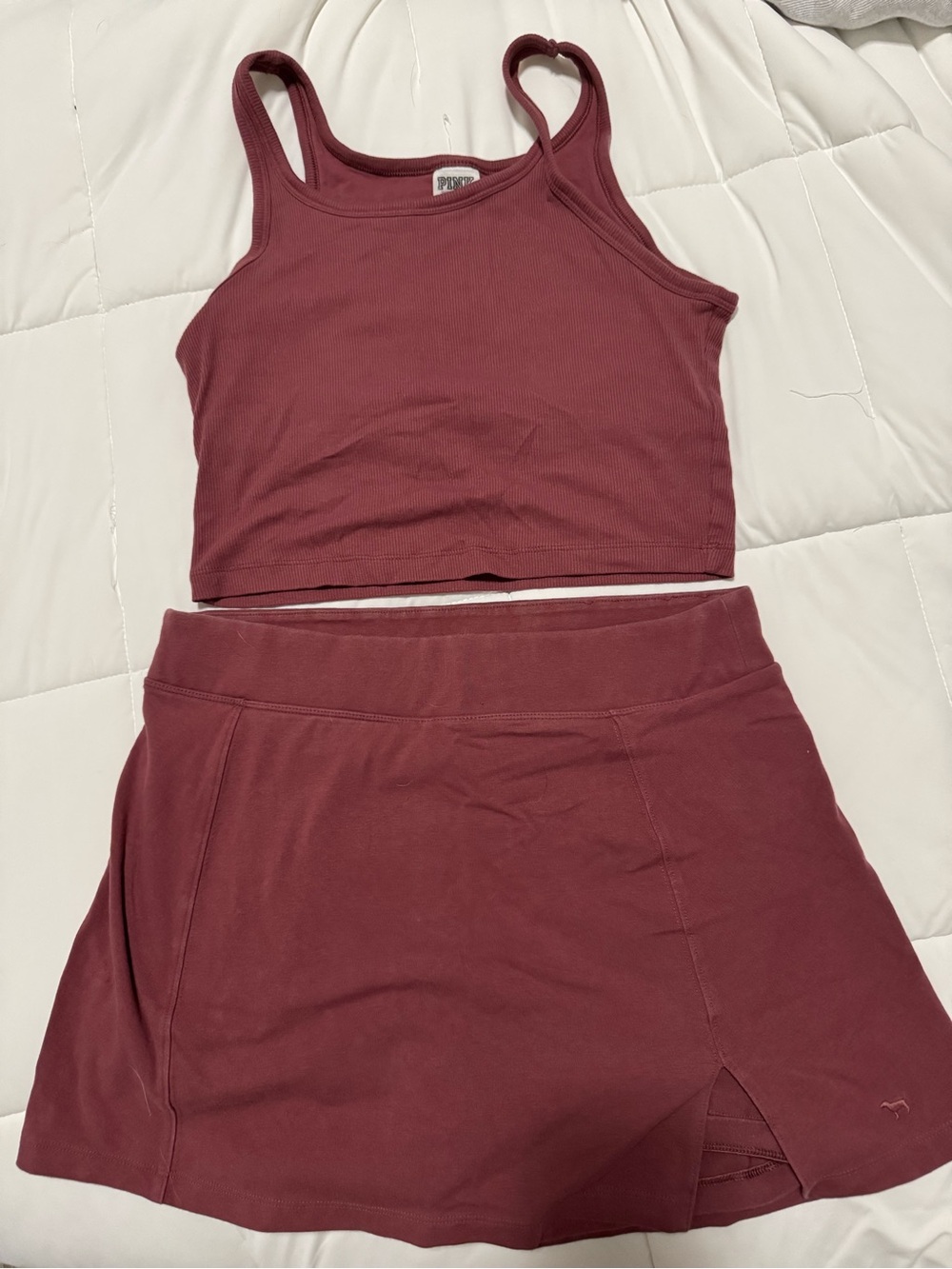 PINK Victoria's Secret Mauve Crop Tank and Skirt Set